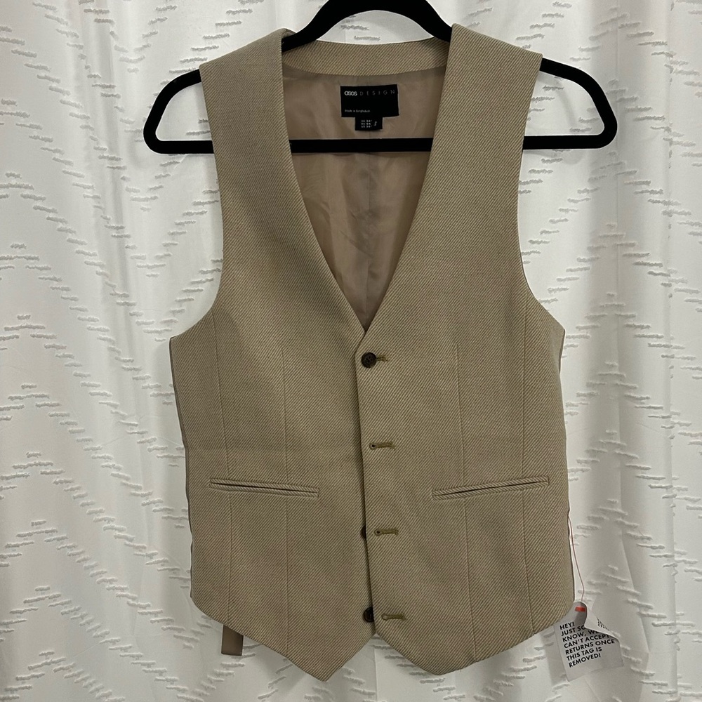 ASOS Tan/Cream Vest - Picture 2 of 5